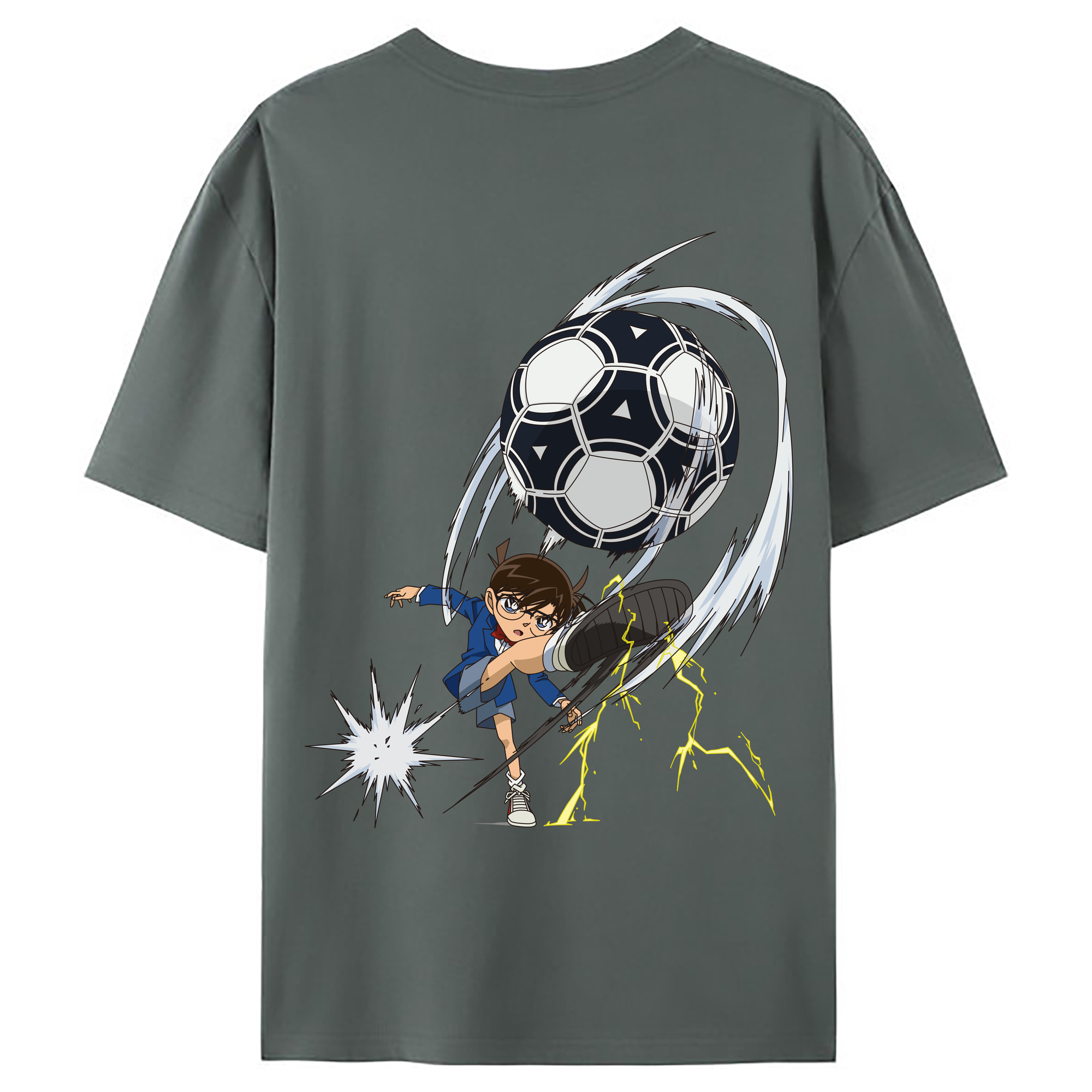 （画像用） 名探偵コナン 江戸川 コナン Detective Conan Conan Edogawa 綿100％ メンズ半袖Tシャツ（バックプリント） 通気性